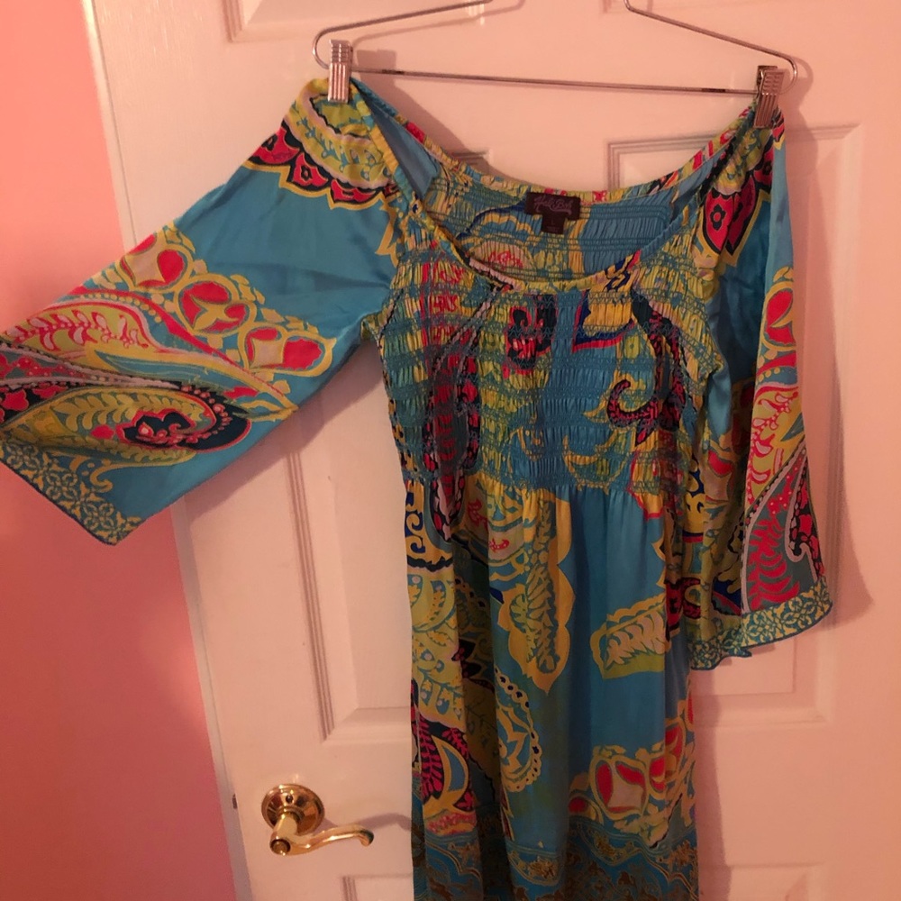 Halébob 100% silk dress cinched waist